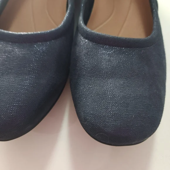 Clarks Women's Navy Shimmer Slip-On Ballet Flats - Picture 4 of 7